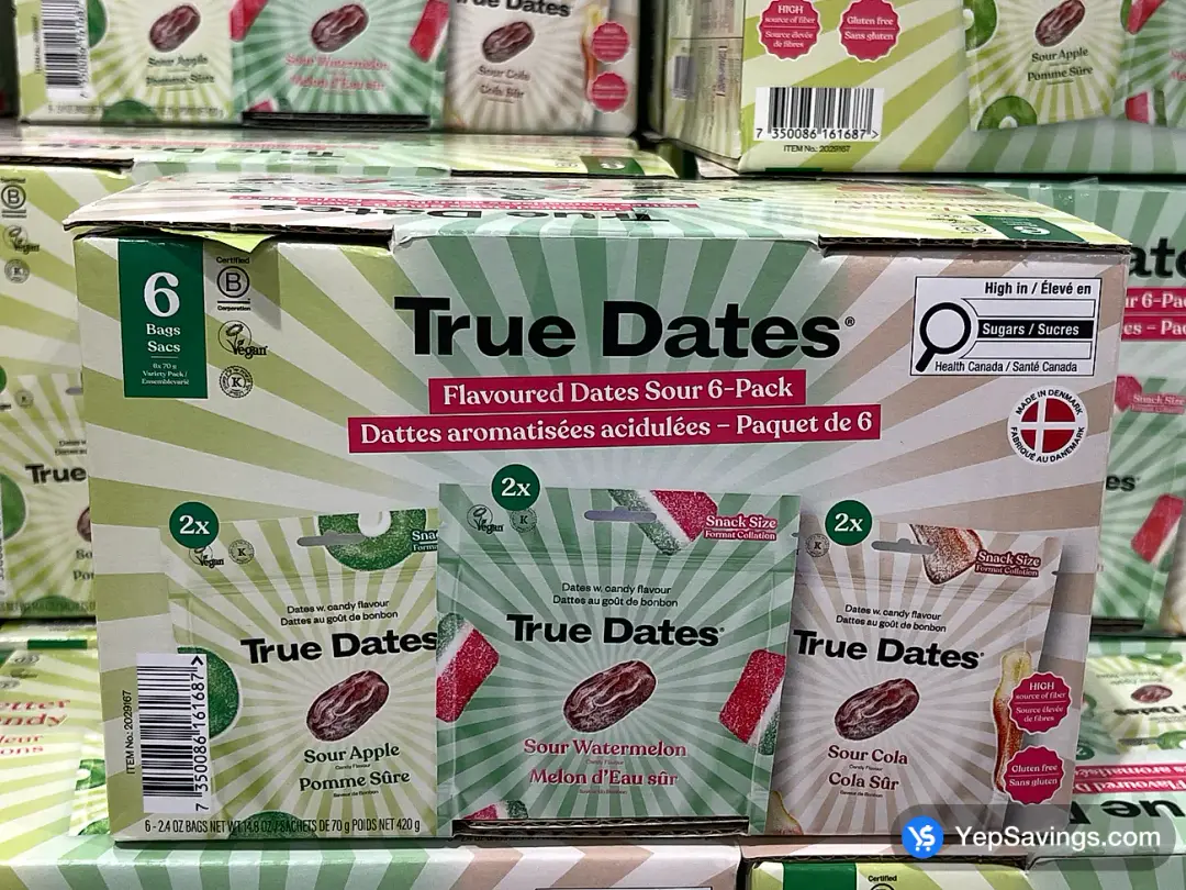 TRUE DATES VARIETY PACK 6 x 70 g - Costco Canada (ITM 2029167)