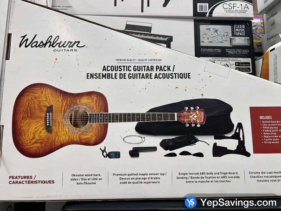 WASHBURN ACOUSTIC GUITAR PACK WSHAGPAKQTSB - Costco Canada (ITM 1734567)