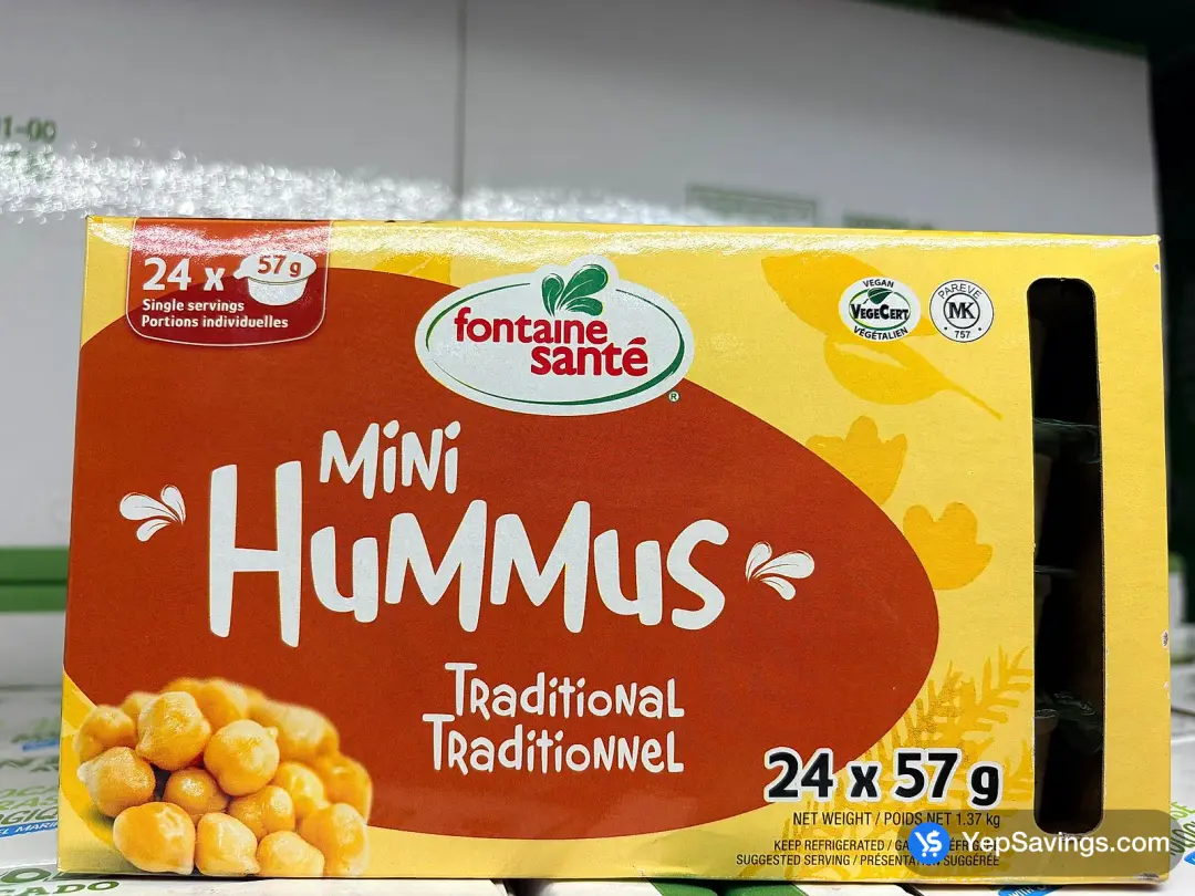 FONTAINE SANTE MINI TRADITIONAL HUMMUS 24 x 57g - Costco Canada (ITM 2941712)