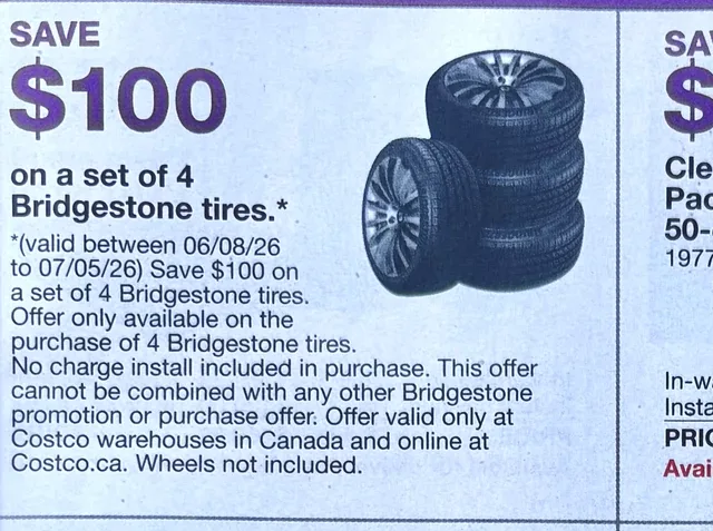 Costco Bridgestone tire offer in the Jun 8 – Jul 5, 2026 flyer