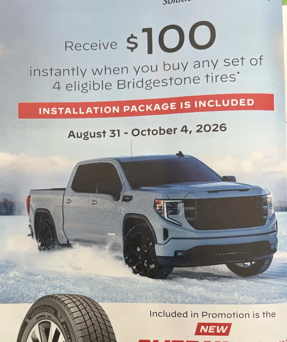 Costco Bridgestone tire offer in the Aug 31 – Oct 4, 2026 flyer
